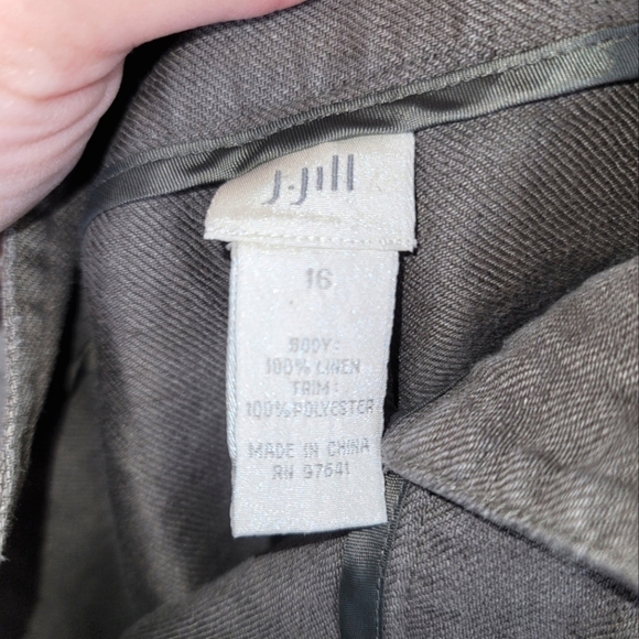 J. Jill 100% Linen Wide Leg Crop Trousers in Taupe Brown, sz 16 - Picture 9 of 10